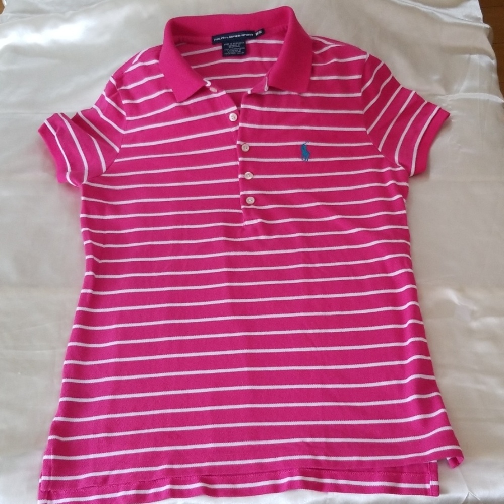 Ralph Lauren Striped Pique Tee - Medium